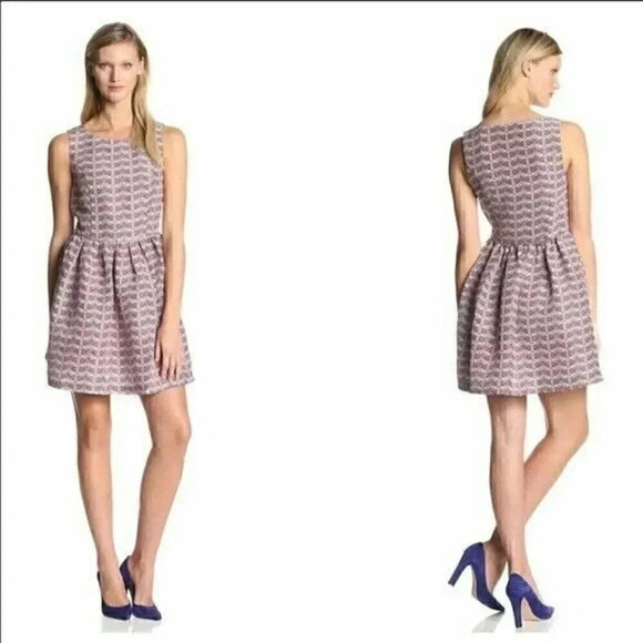 Joie Meriel Silk Blend Chevron Print Flare Dress - Picture 1 of 7